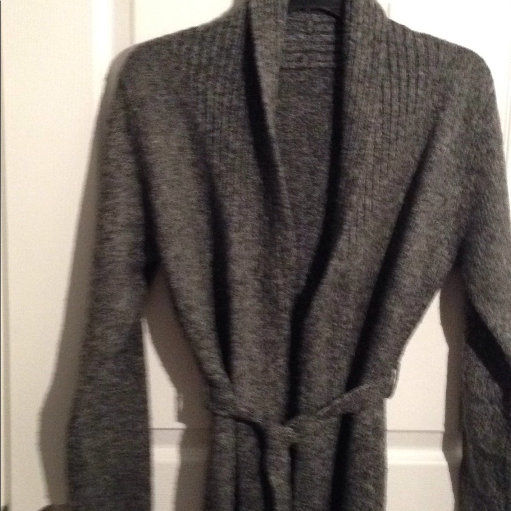 Charcoal Grey Full Length Sweater With Belt .